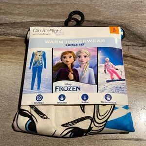 Disney Frozen Girls Warm Underwear Set Size 6/7 Small